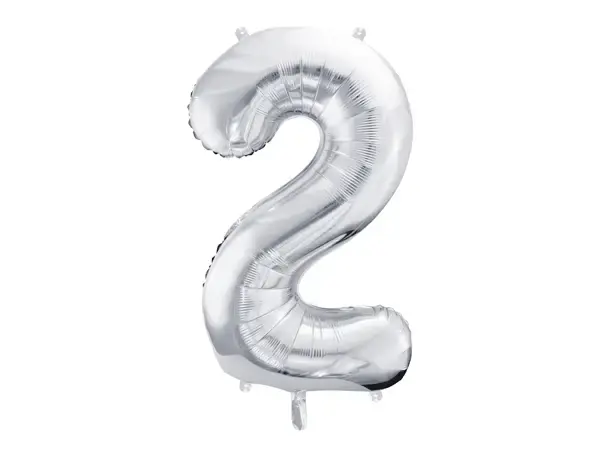 Foliový balónek číslice 2 stříbrná 86cm +HELIUM