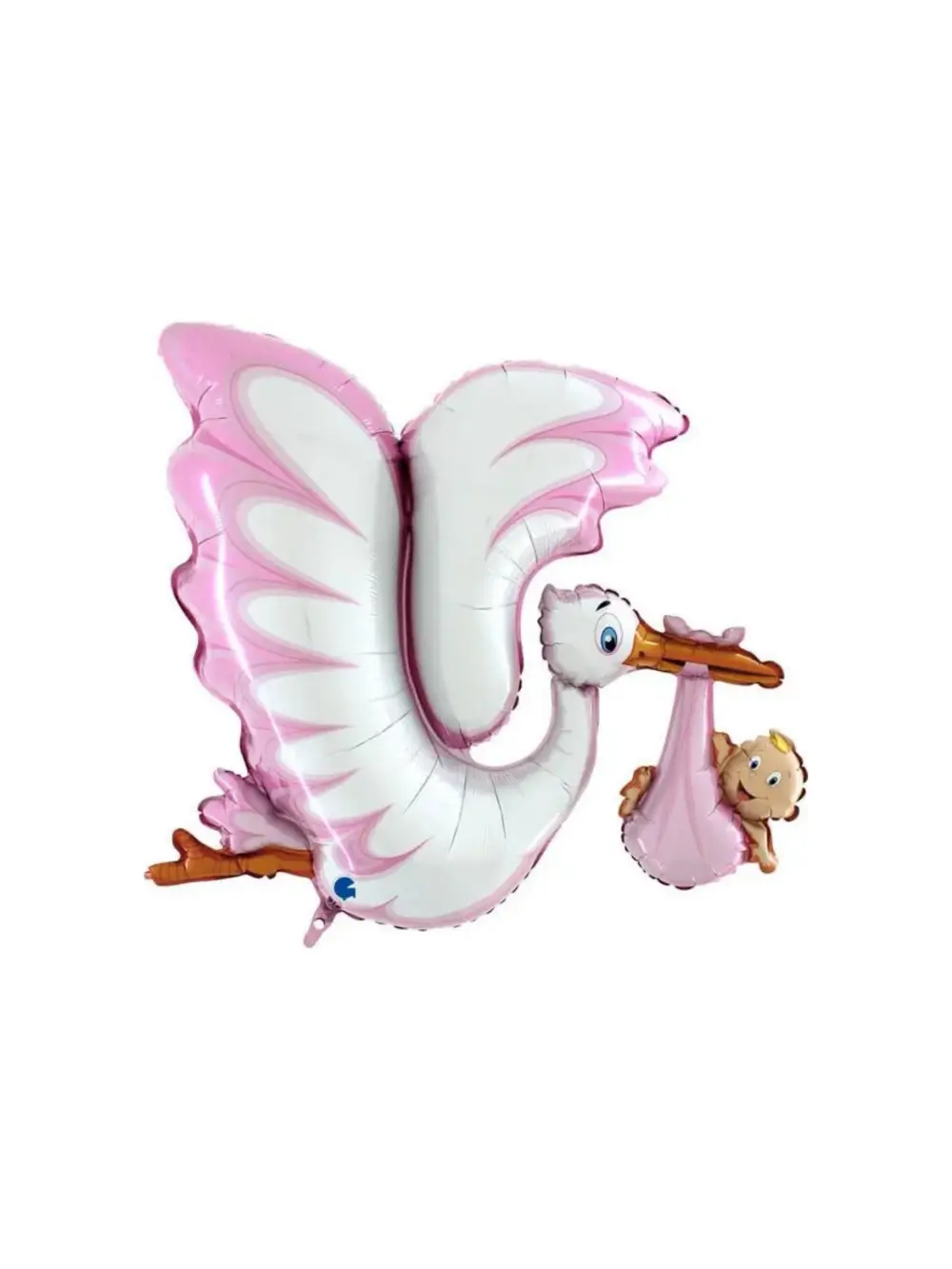 Foliový balónek Čáp růžový Holčička 135cm +HÉLIUM