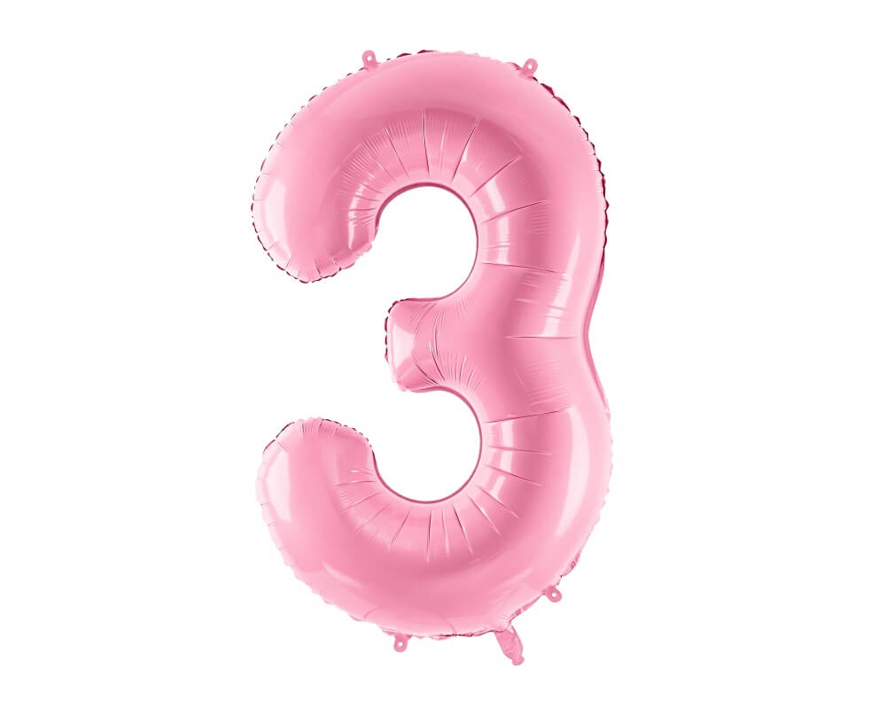 Foliový balónek číslice 3 růžová 86cm +HELIUM