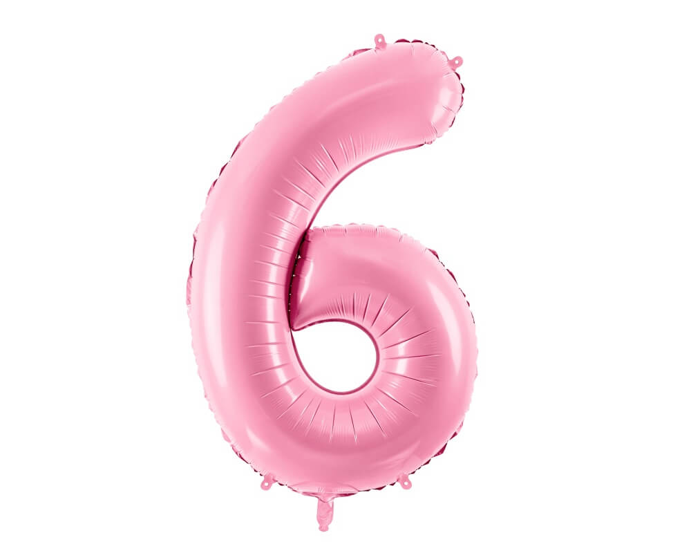 PFoliový balónek číslice 6 růžová 86cm +HELIUM