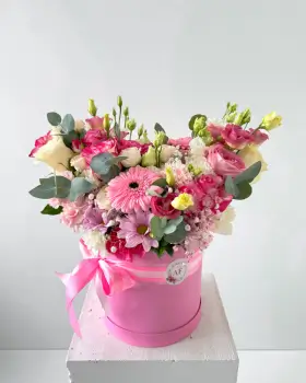 Flower Box čerstvých květin růžový mix