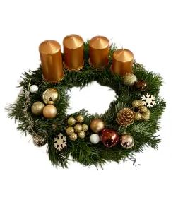 Adventní věnec zlatý Ø 25cm 