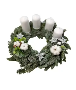 Adventní věnec bílý Ø 25cm