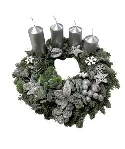 Adventní věnec stříbrný Ø 25cm