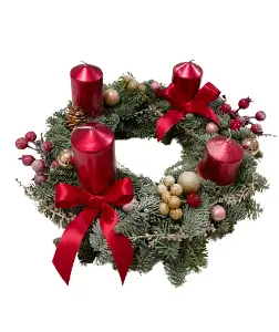 Adventní věnec červený Ø 25cm