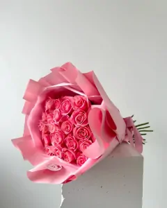 Kytice 25 růžových růží 70cm