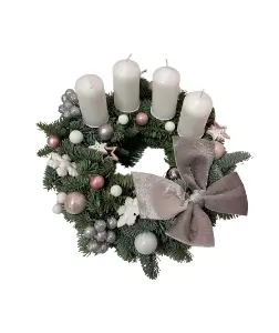Adventní věnec bílo stříbrný Ø 25cm 