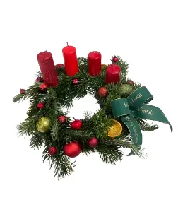 Adventní věnec červeno zelený Ø 25cm