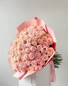 Kytice světle růžových růží 70cm