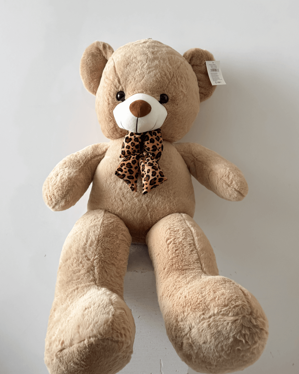 Plyšový medvěd béžový s mašlí 100cm