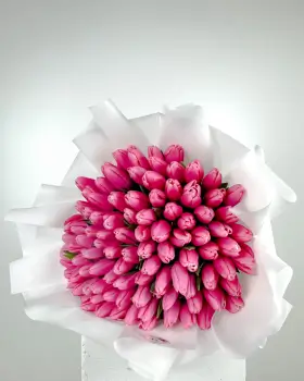 Kytice 101 růžových tulipánů