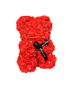 Rose Bear červený s kamínky 25cm