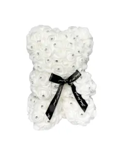 Rose Bear bílý s kamínky 25cm