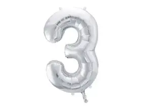 Foliový balónek číslice 3 stříbrná 86cm +HELIUM