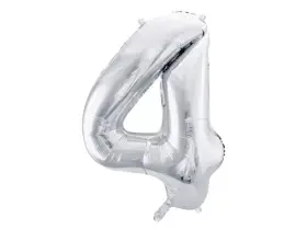 Foliový balónek číslice 4 stříbrná 86cm +HELIUM