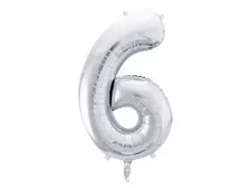 Foliový balónek číslice 6 stříbrná 86cm +HELIUM