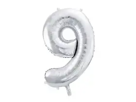 Foliový balónek číslice 9 stříbrná 86cm +HELIUM