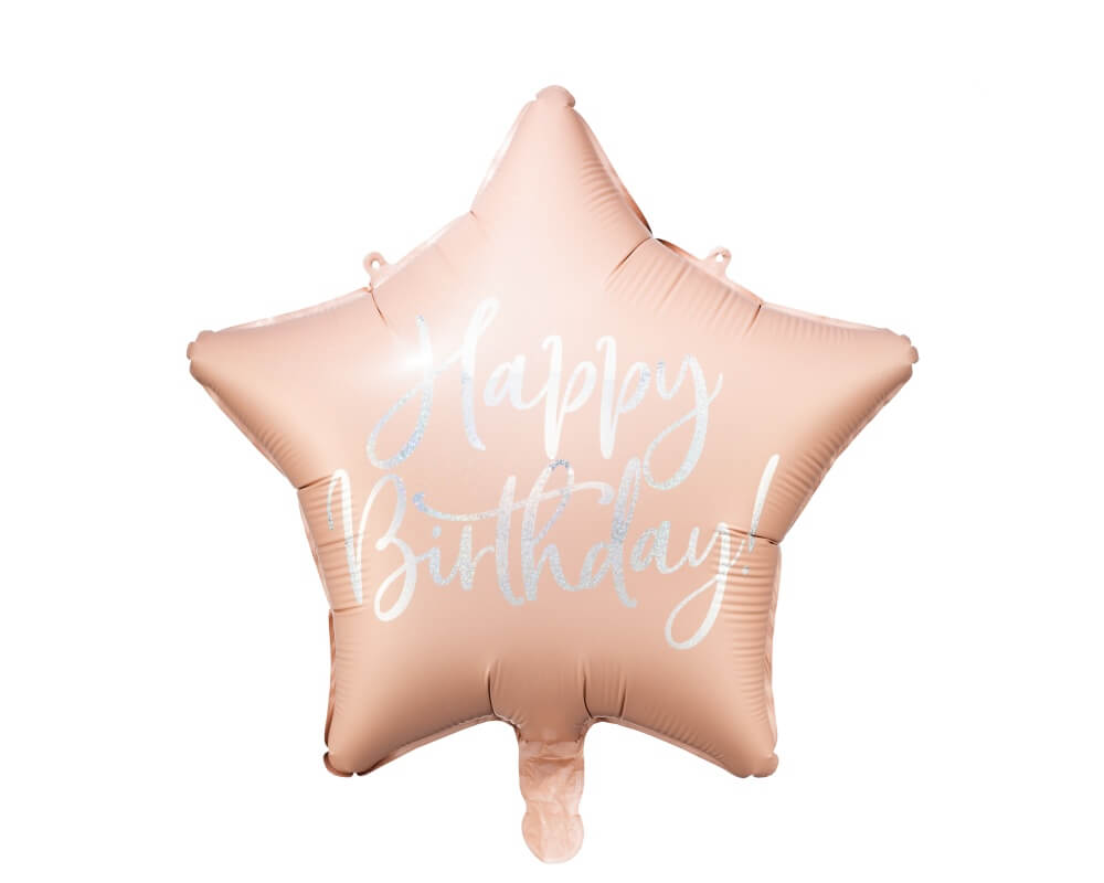Foliový balónek Hvězda pudrová Happy Birthday +HELIUM