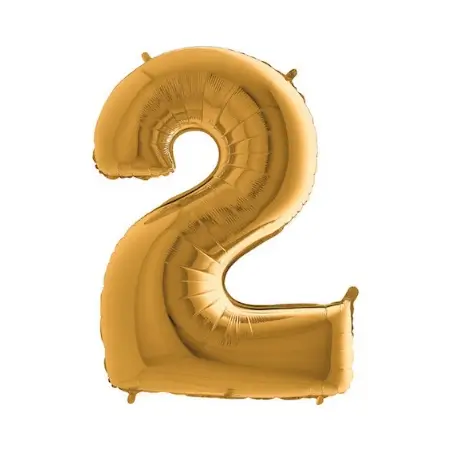 Zlatý fóliový balónek 1m číslo 2 +HÉLIUM