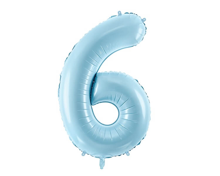 Foliový balónek číslice 6 modrá 86cm +HELIUM
