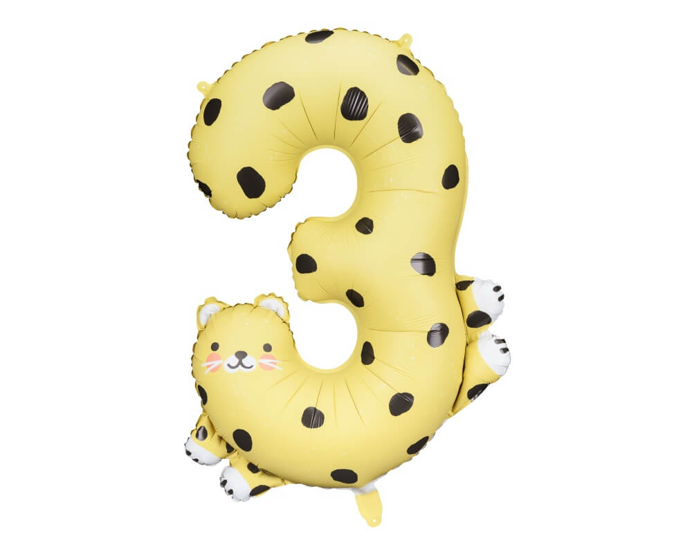 Foliový balónek číslice 3 leopard 86cm +HELIUM
