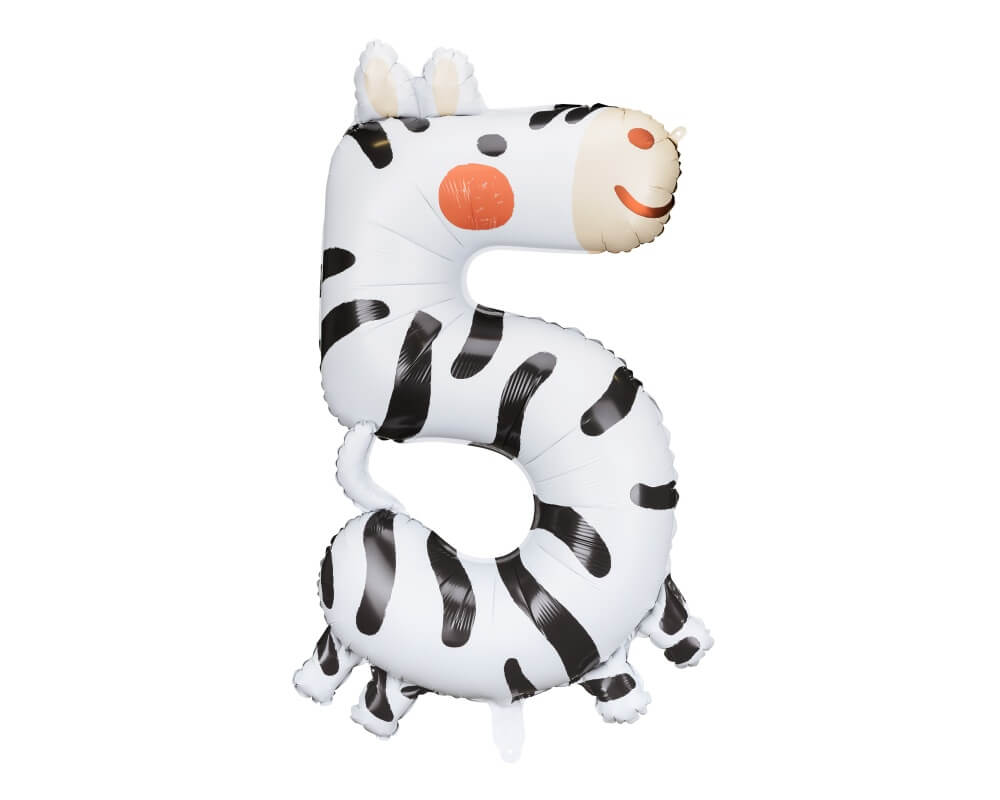 Foliový balónek číslice 5 zebra 86cm +HELIUM