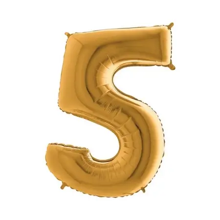 Zlatý fóliový balónek 1m číslo 5 +HÉLIUM