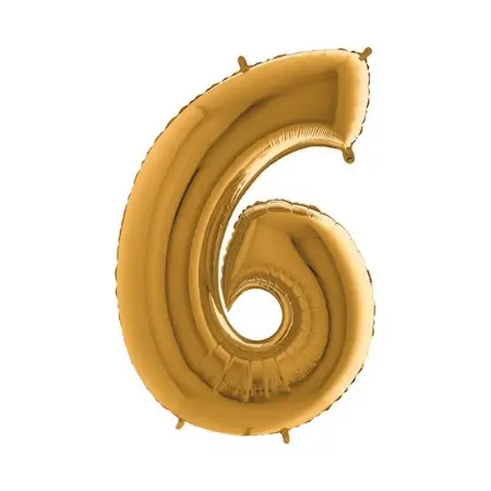 Zlatý fóliový balónek 1m číslo 6 +HÉLIUM