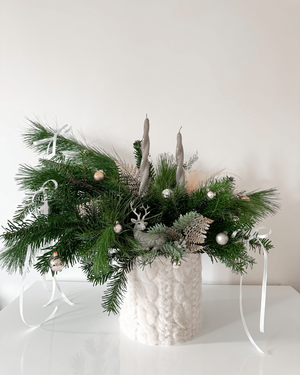 Vánoční flower box Champagne se svíčkami