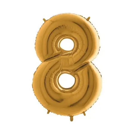 Zlatý fóliový balónek 1m číslo 8 +HÉLIUM