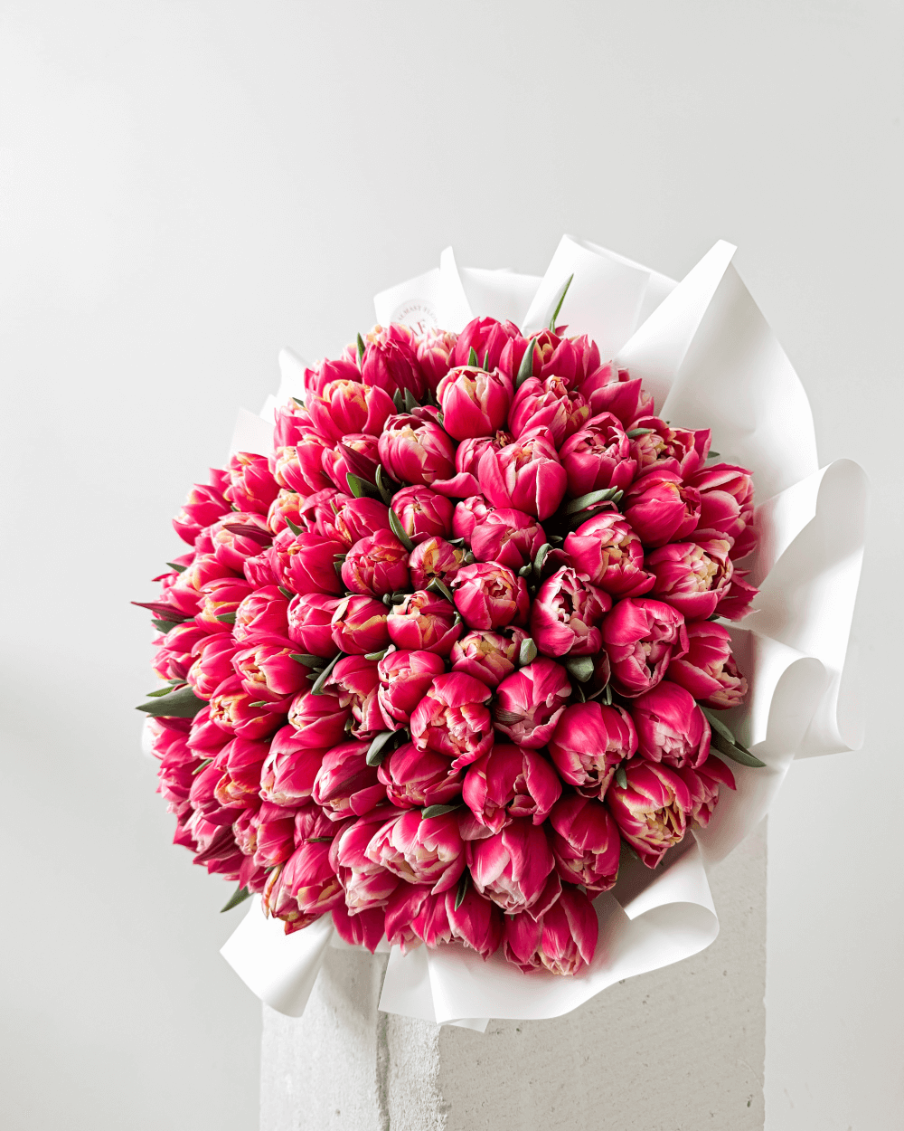 Kytice 101 pivoňkových růžových tulipánů