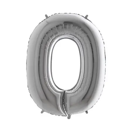 Stříbrný fóliový balónek 1m číslo 0 +HÉLIUM