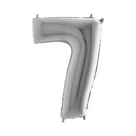Stříbrný fóliový balónek 1m číslo 7 +HÉLIUM