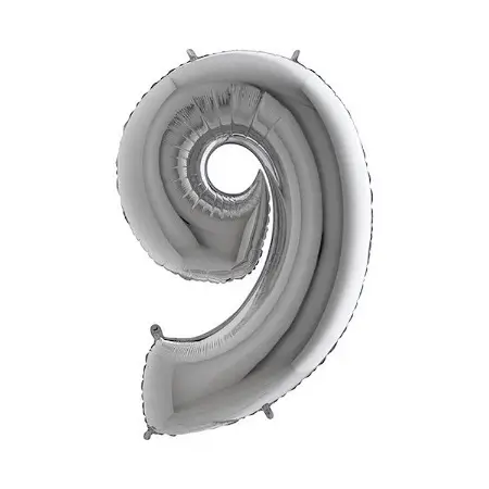 Stříbrný fóliový balónek 1m číslo 9 +HÉLIUM