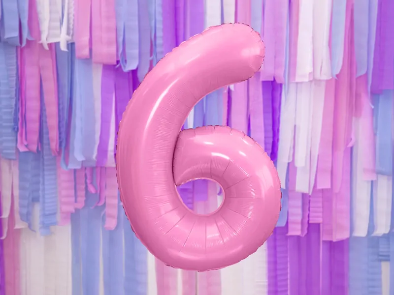 PFoliový balónek číslice 6 růžová 86cm +HELIUM