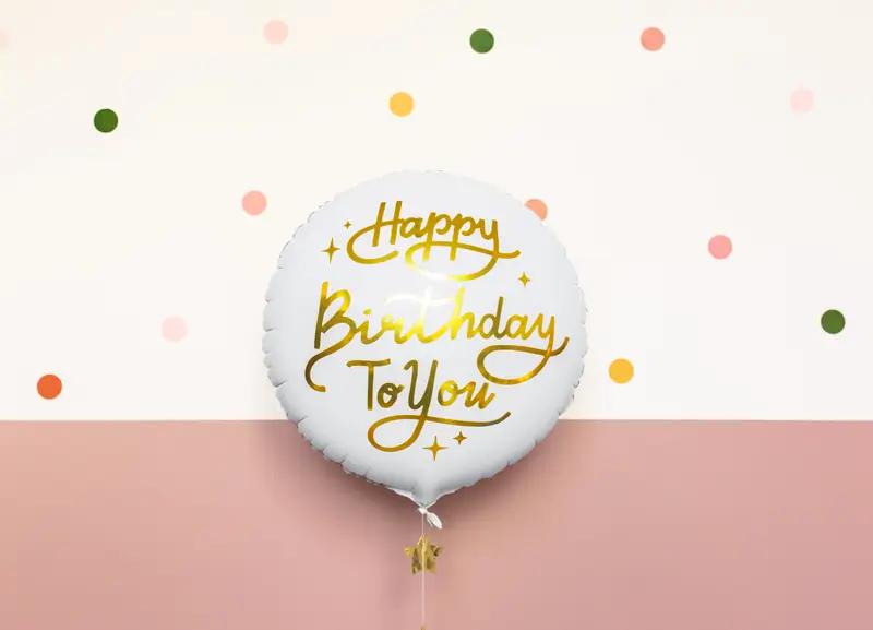 Foliový balónek bílo zlatý Happy Birthday +HELIUM