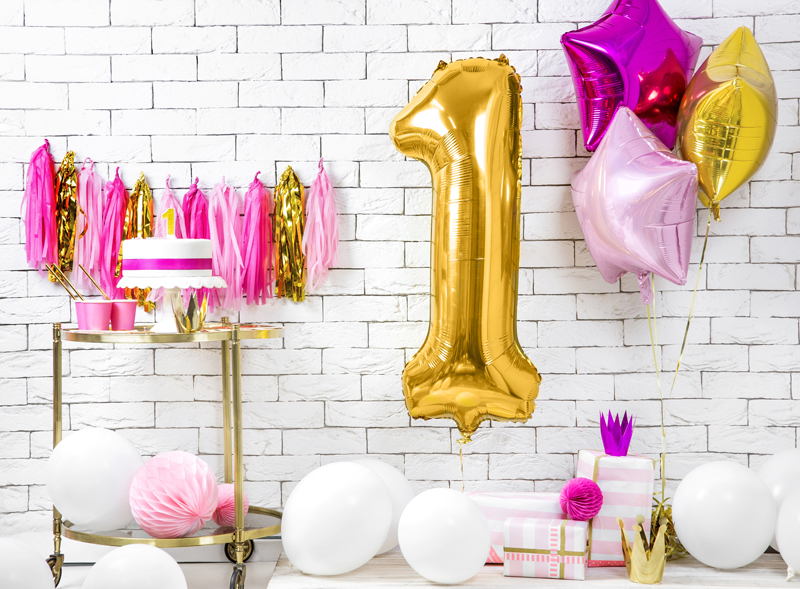Foliový balónek číslice 1 zlatá 86cm +HELIUM