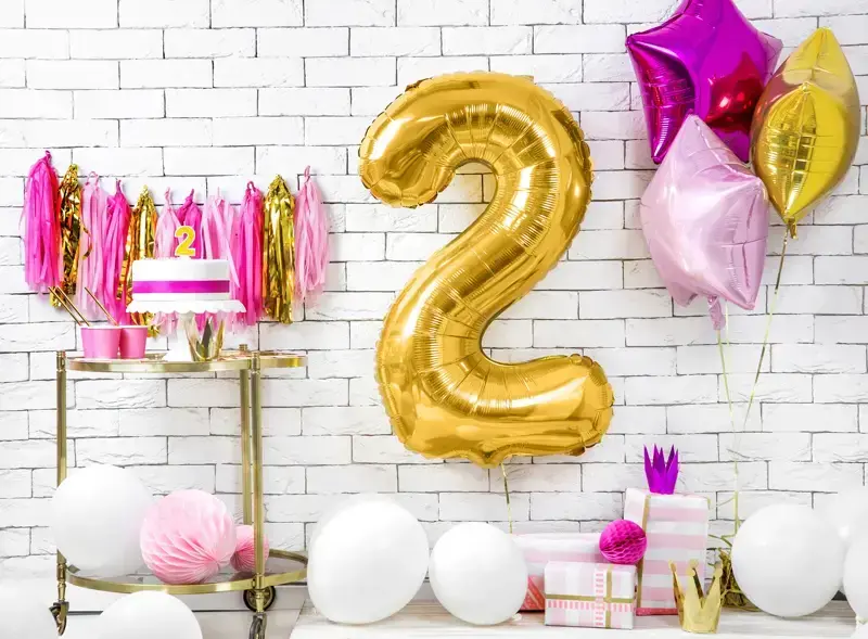 Foliový balónek číslice 2 zlatá 86cm +HELIUM
