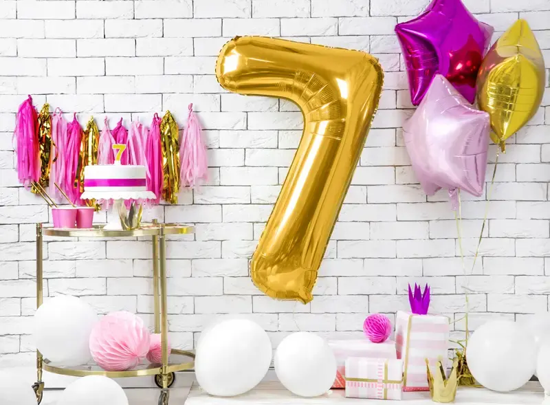 Foliový balónek číslice 7 zlatá 86cm +HELIUM