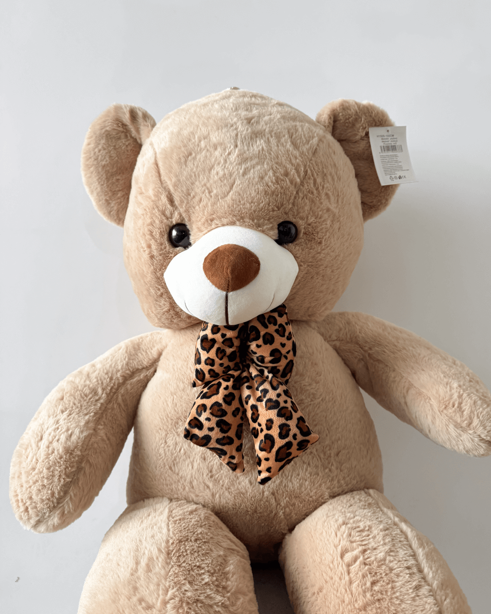 Plyšový medvěd béžový s mašlí 100cm