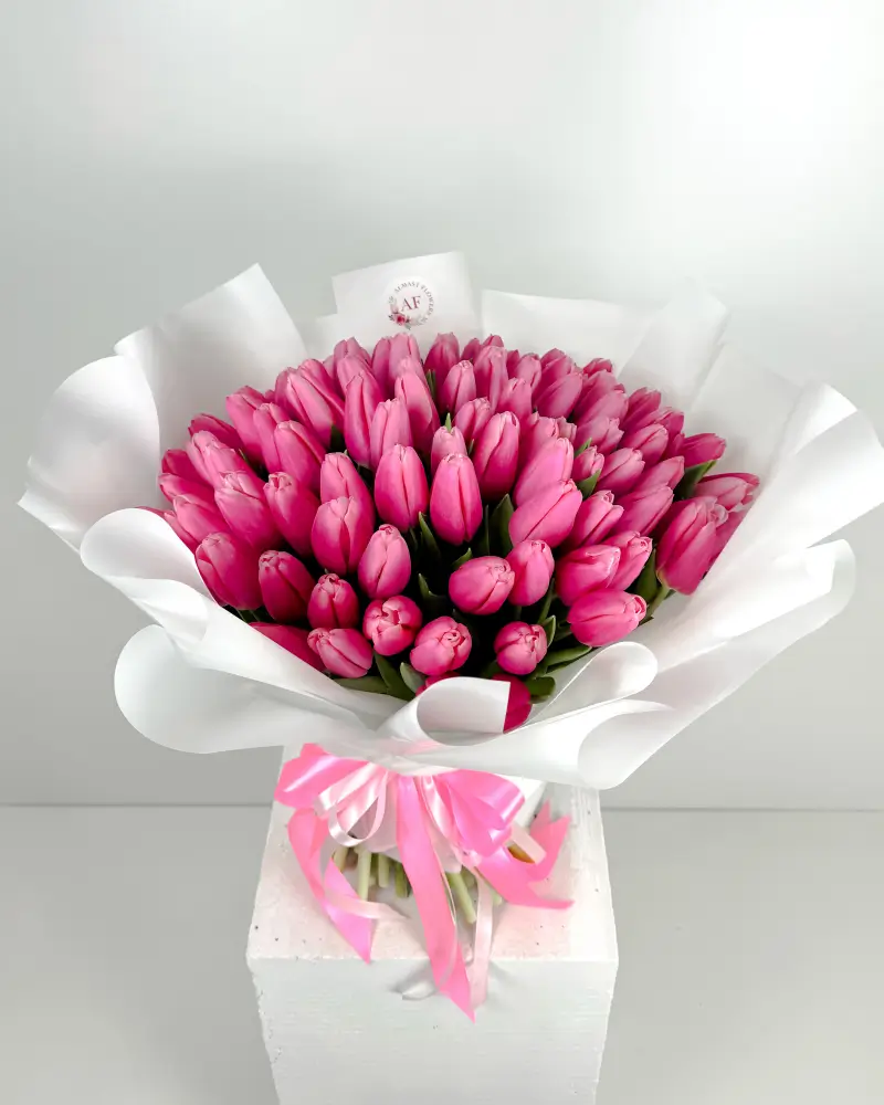 Kytice 101 růžových tulipánů