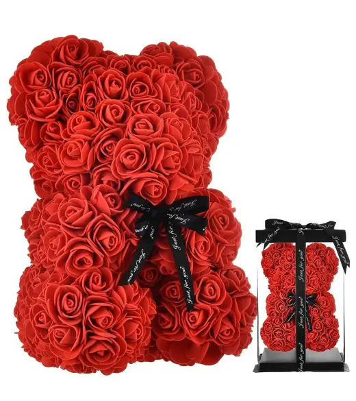 Rose Bear červený s kamínky 25cm