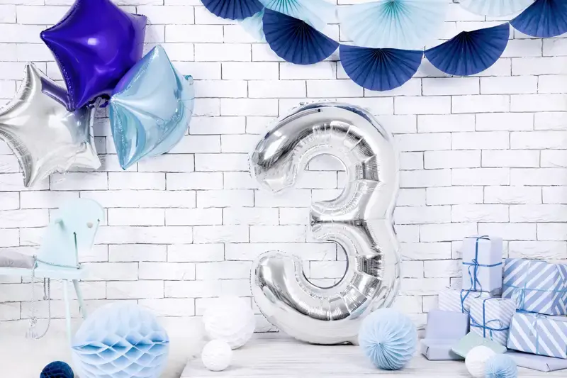 Foliový balónek číslice 3 stříbrná 86cm +HELIUM