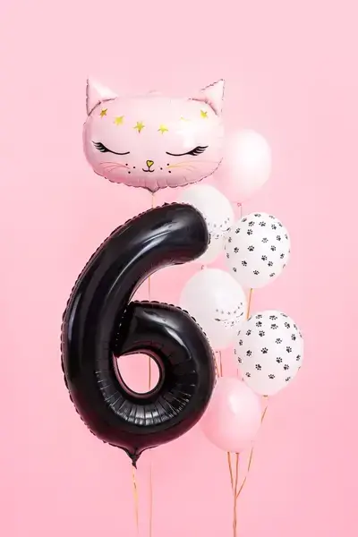 Foliový balónek číslice 6 černý 86cm +HELIUM