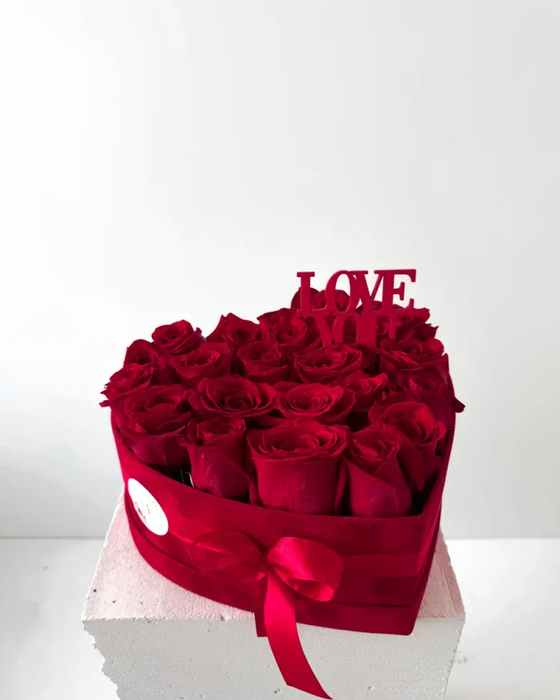 Flower Box Srdce s Červenými růžemi