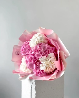 Kytice hortenzií #3 bílá a růžová