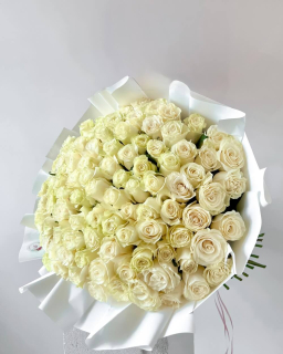 Luxusní kytice 101 bílých růží 70cm