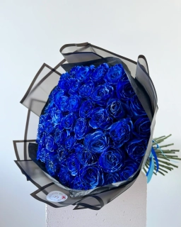 Exkluzivní kytice modrých třpytivých růží 