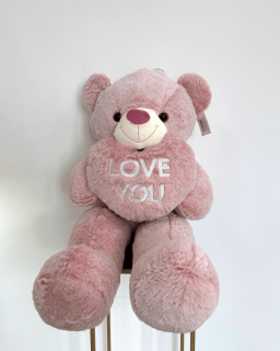 Plyšový medvěd LOVE YOU starorůžový 80cm