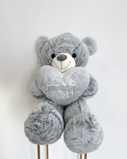 Plyšový medvěd LOVE YOU šedý 80cm